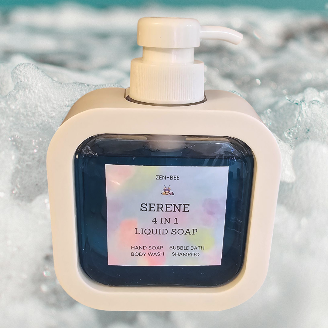 Serene 4 in 1 Liquid Soap 300g- Hand Wash, Body Wash, Bubble Bath, Shampoo